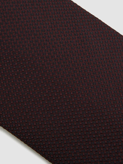 Textured Silk Blend Tie in Burgundy | Reiss Men Trending