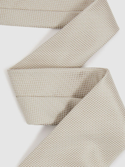 Textured Silk Blend Tie in Soft Champagne | Reiss Men Exclusive