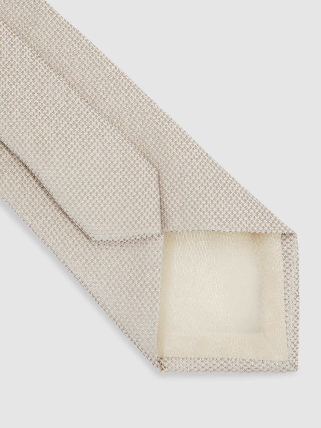 Textured Silk Blend Tie in Soft Champagne | Reiss Men Exclusive