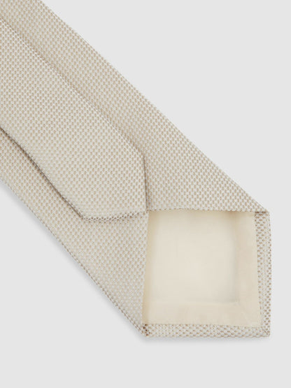 Textured Silk Blend Tie in Soft Champagne | Reiss Men Exclusive