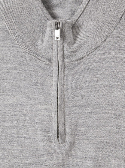 Merino Wool Half-Zip Jumper in Soft Grey Mouline | Reiss Men Premium