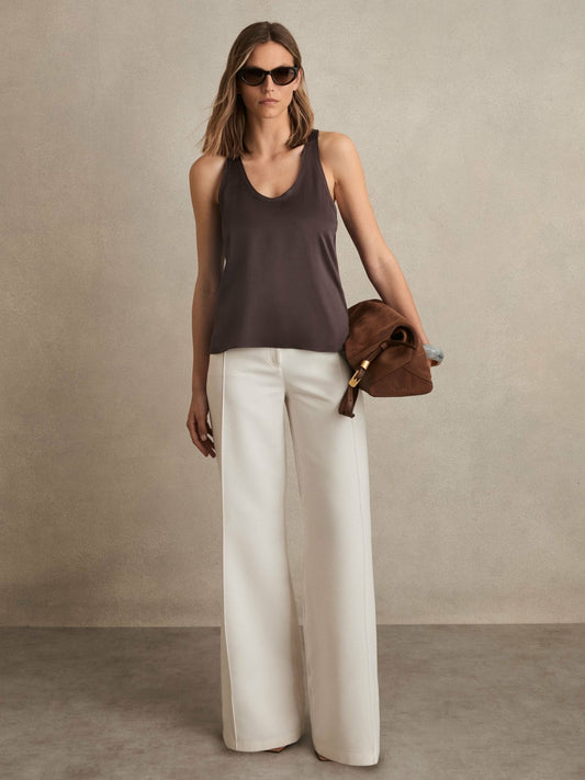 Silk Scoop-Neck Vest in Mauve | Reiss Women Trending