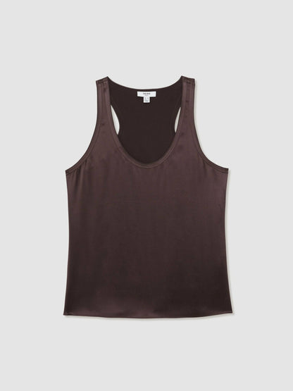 Silk Scoop-Neck Vest in Mauve | Reiss Women Trending