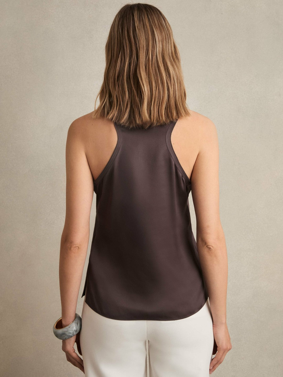 Silk Scoop-Neck Vest in Mauve | Reiss Women Trending