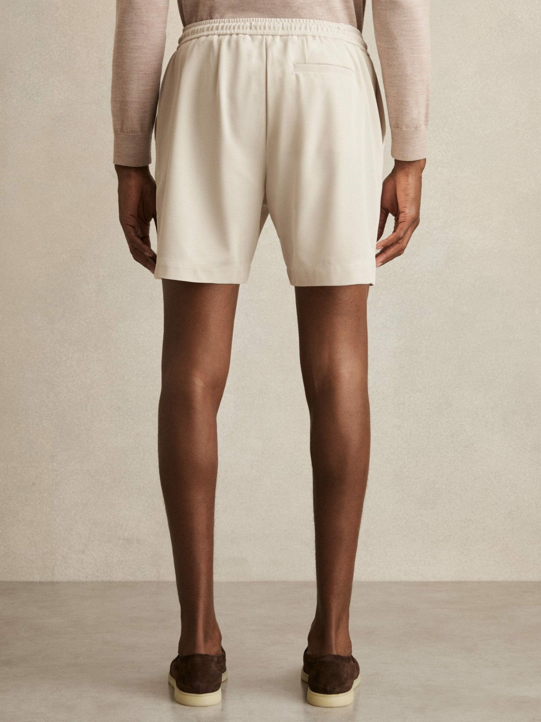 Textured Drawstring Shorts in Stone | Reiss Men Premium