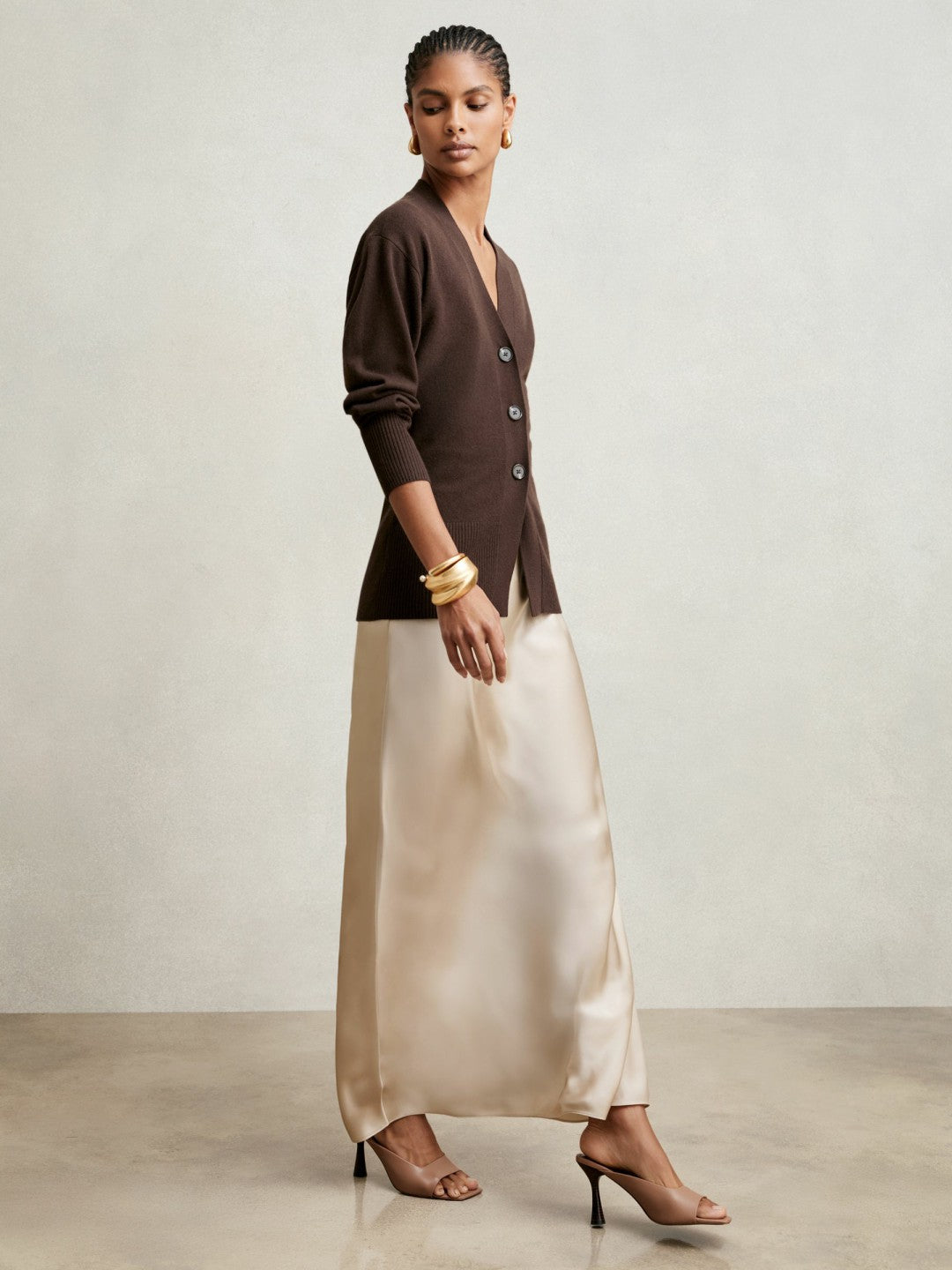 Silk Slip Maxi Skirt in Champagne Neutral | Reiss Women Recommended