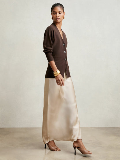 Silk Slip Maxi Skirt in Champagne Neutral | Reiss Women Recommended