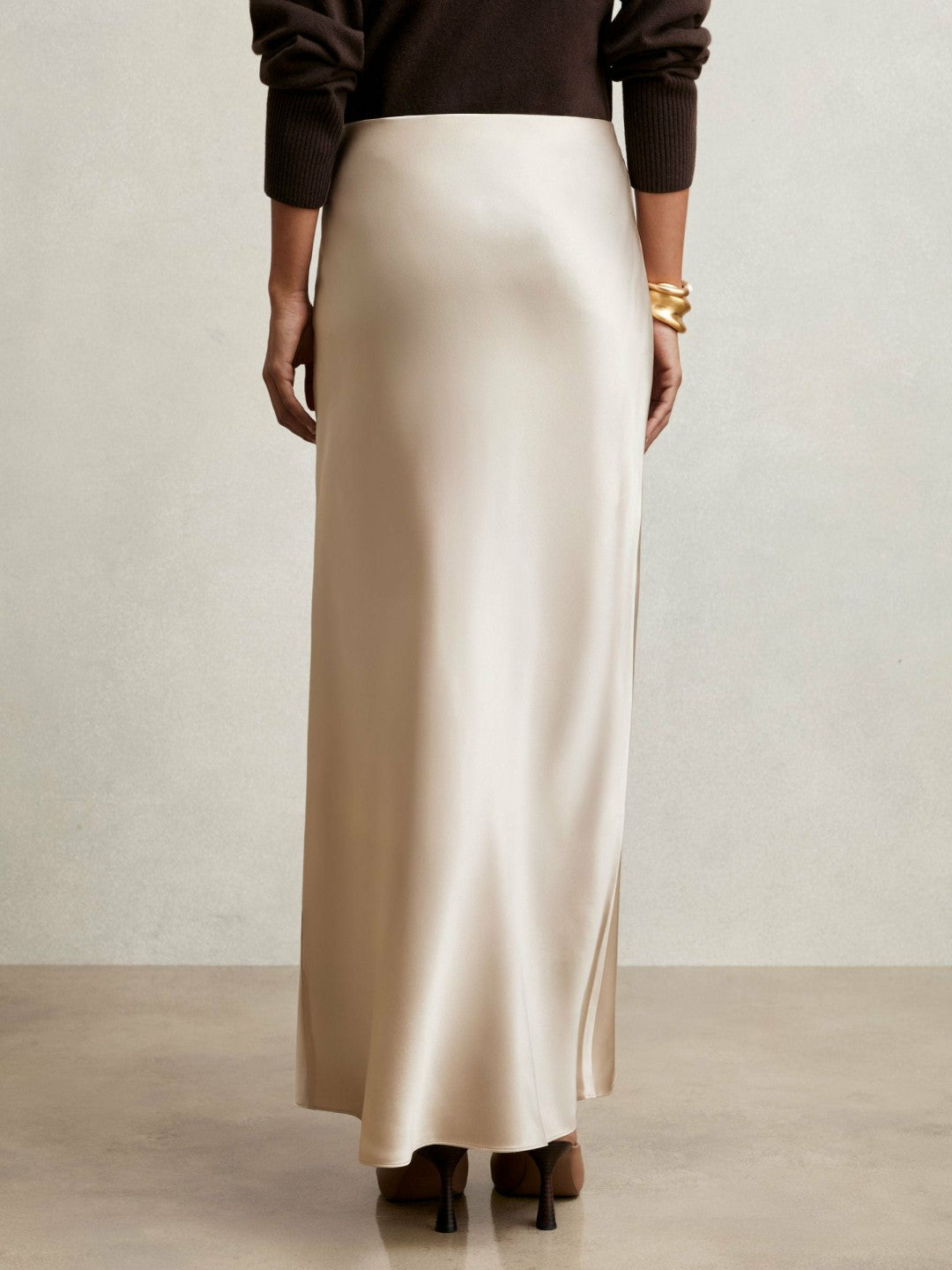 Silk Slip Maxi Skirt in Champagne Neutral | Reiss Women Recommended