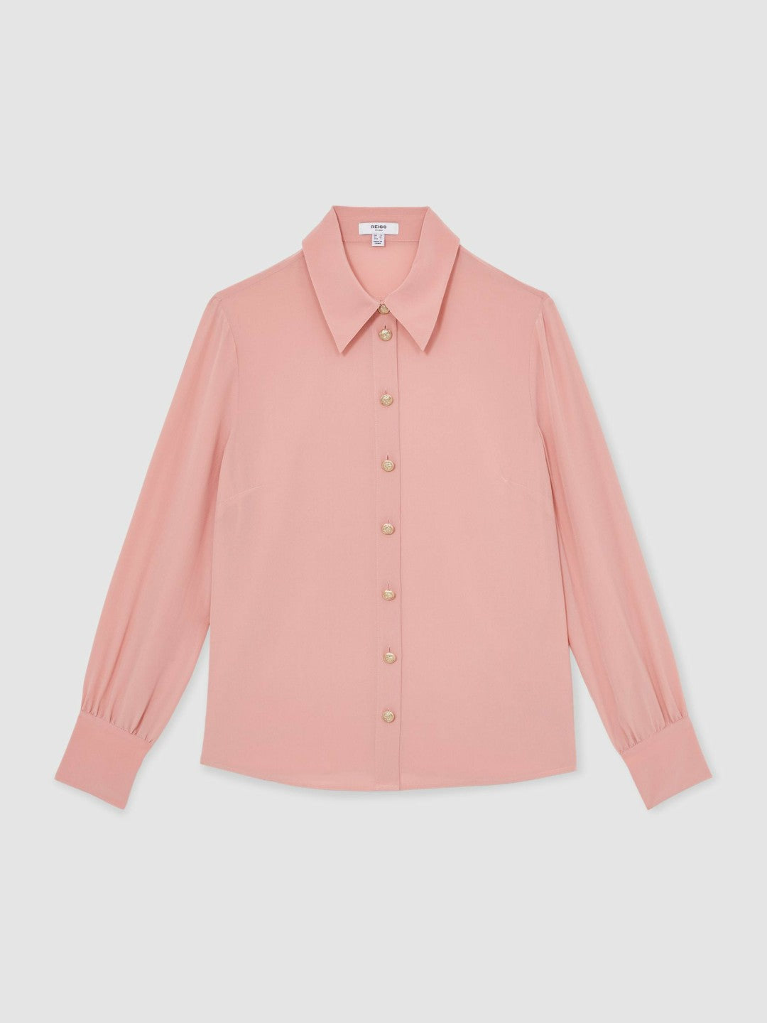 Silk Embossed-Button Shirt in Pink | Reiss Women Popular