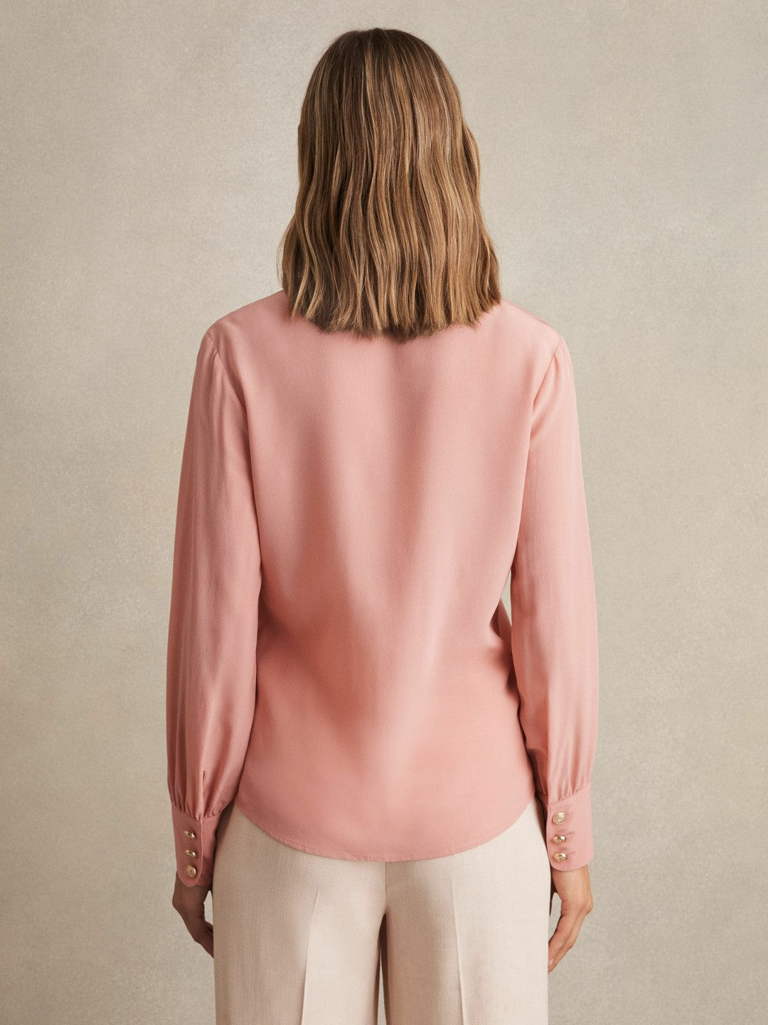 Silk Embossed-Button Shirt in Pink | Reiss Women Popular