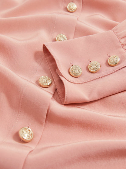 Silk Embossed-Button Shirt in Pink | Reiss Women Popular
