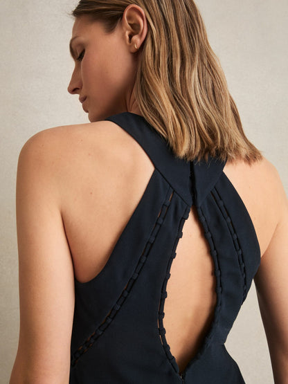 Ladder-Trim Sleeveless Maxi Dress in Navy | Reiss Women Recommended