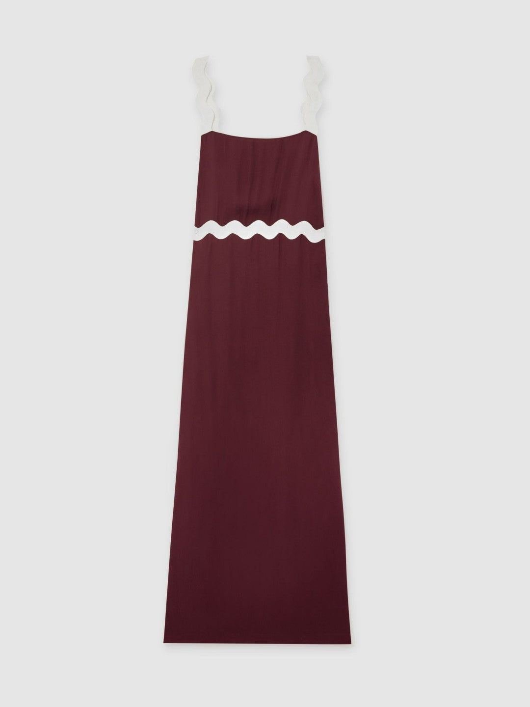 Wave-Trim Crepe Midi Dress in Burgundy | Reiss Women New