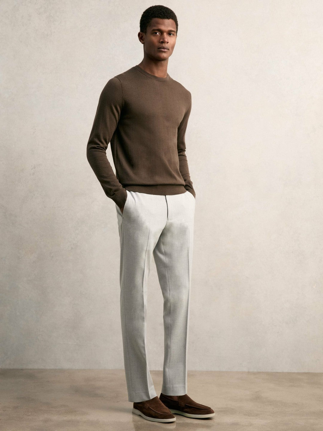Slim-Fit Internal-Drawstring Trousers in Grey | Reiss Men Trending