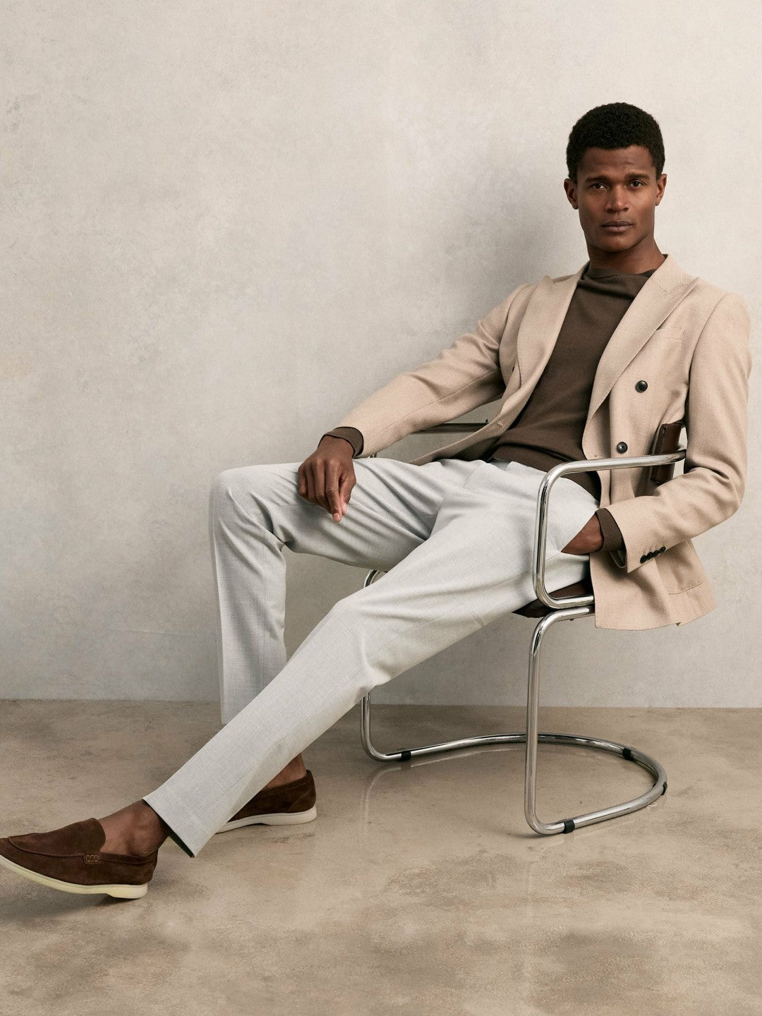 Slim-Fit Internal-Drawstring Trousers in Grey | Reiss Men Trending