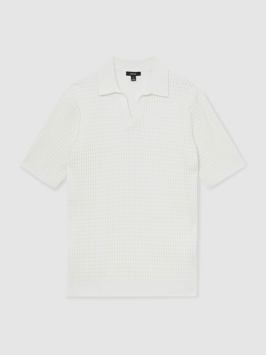 Micro-Cable Open-Collar Cotton-Blend Shirt in White | Reiss Men Best Seller