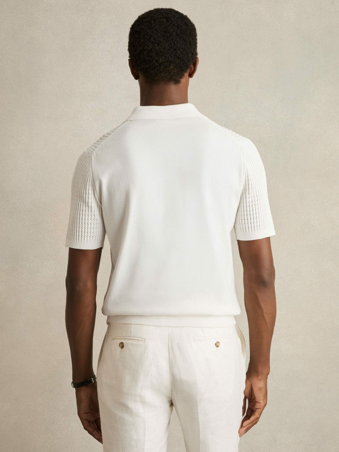 Micro-Cable Open-Collar Cotton-Blend Shirt in White | Reiss Men Best Seller