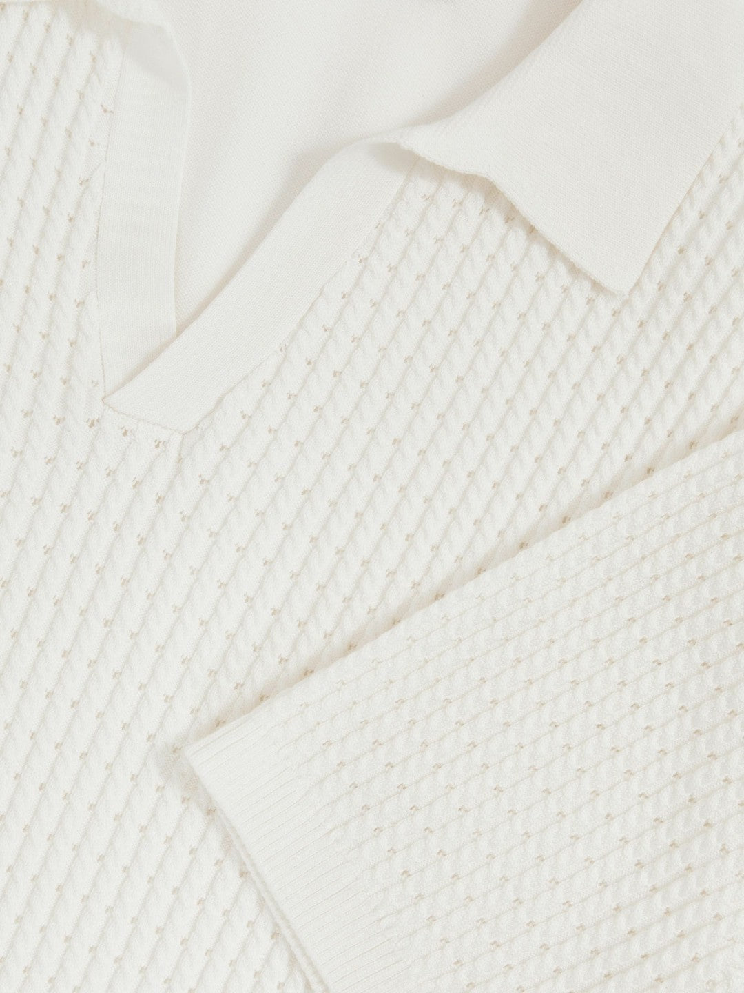 Micro-Cable Open-Collar Cotton-Blend Shirt in White | Reiss Men Best Seller