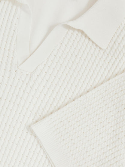 Micro-Cable Open-Collar Cotton-Blend Shirt in White | Reiss Men Best Seller