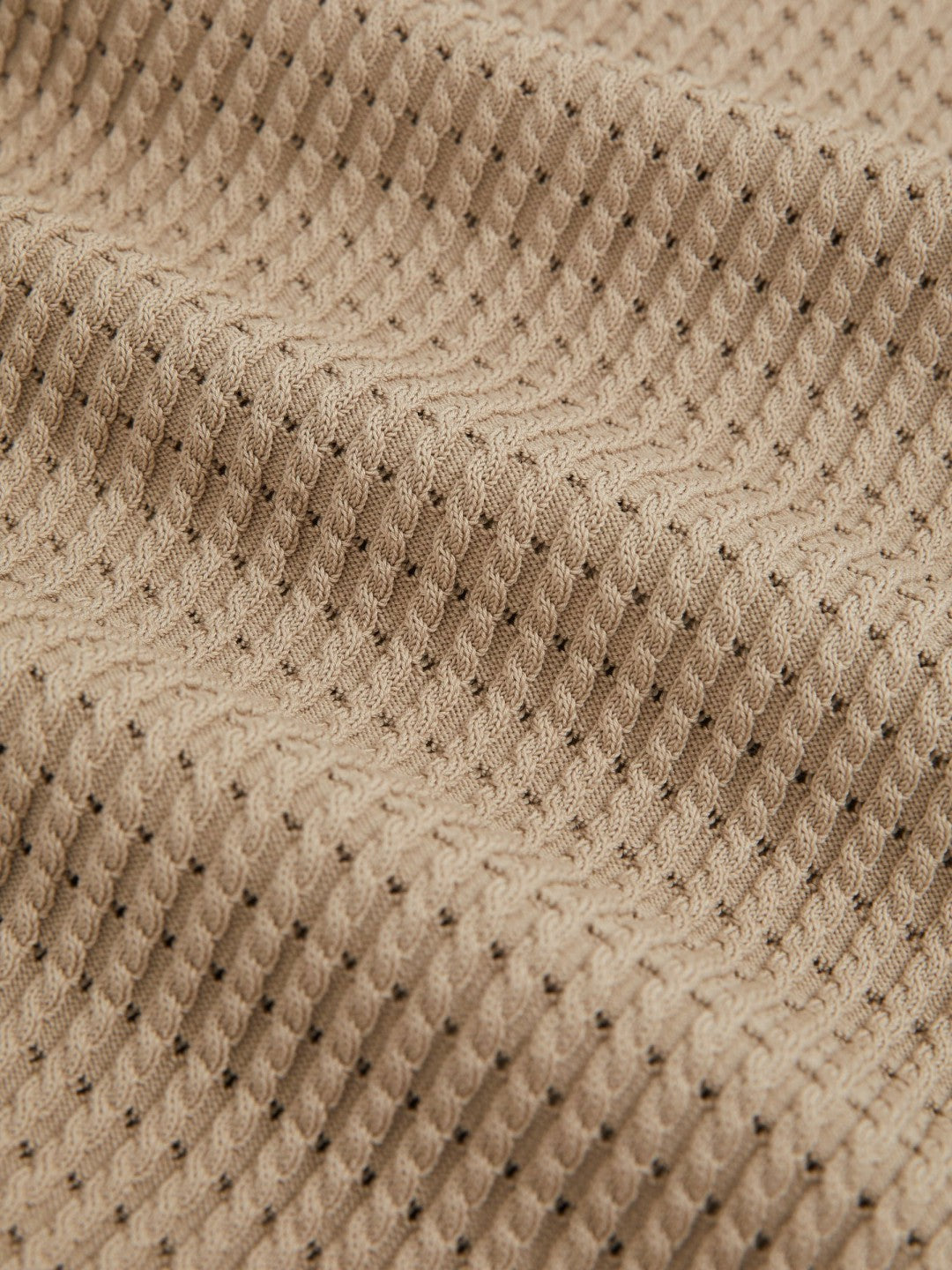 Micro-Cable Open-Collar Cotton-Blend Shirt in Light Camel Brown | Reiss Men Featured