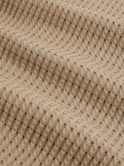 Micro-Cable Open-Collar Cotton-Blend Shirt in Light Camel Brown | Reiss Men Featured