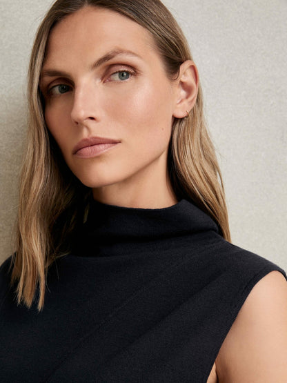 Wool Slouched Sleeveless Top in Navy | Reiss Women Best Seller