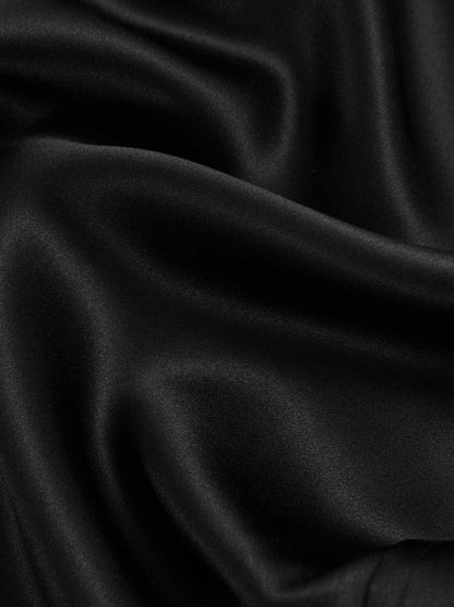 Silk-Satin Concealed-Placket Shirt in Black | Reiss Women Best Seller
