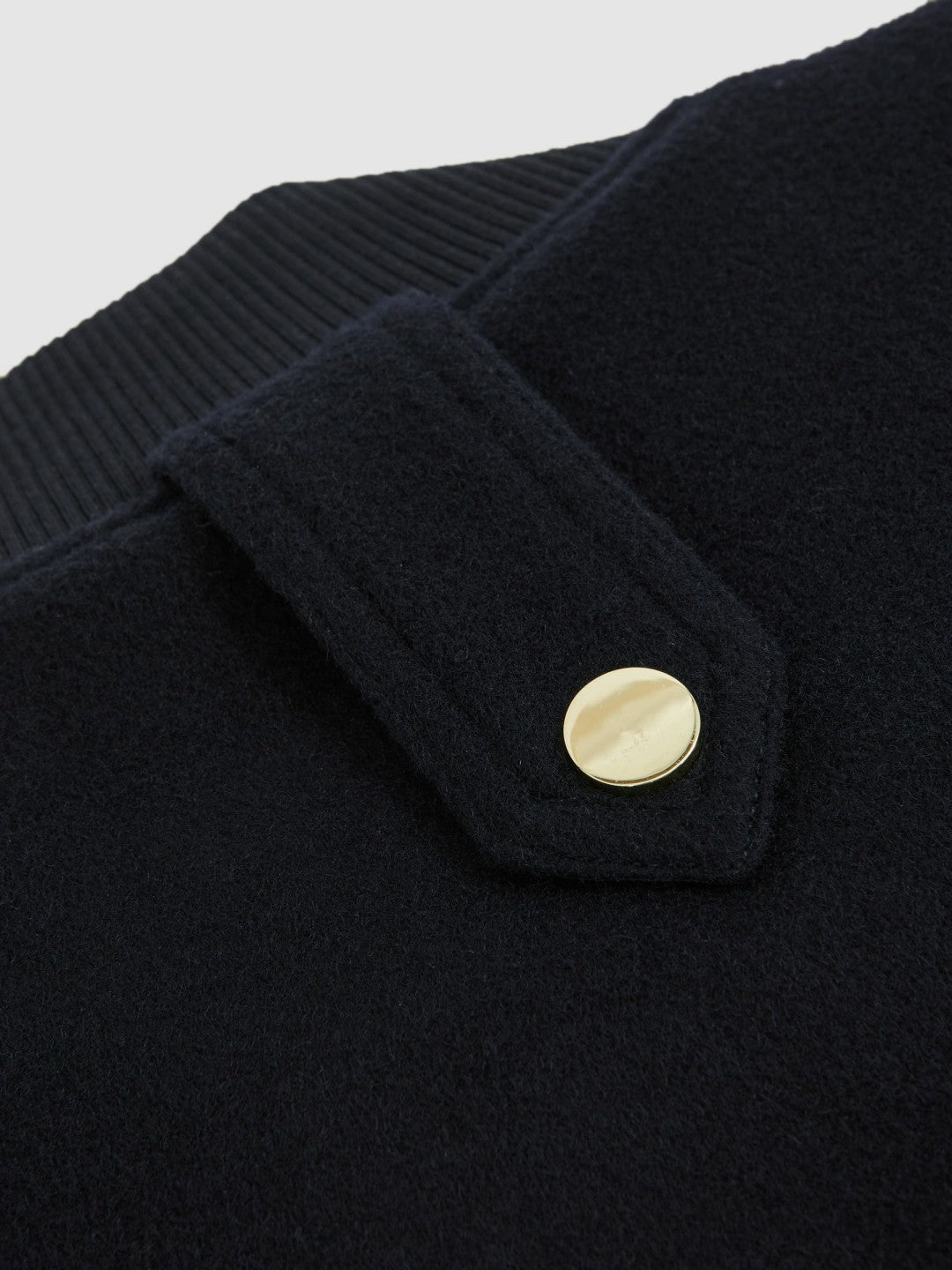Brushed Wool Epaulette Bomber Jacket in Navy | Reiss Women Premium