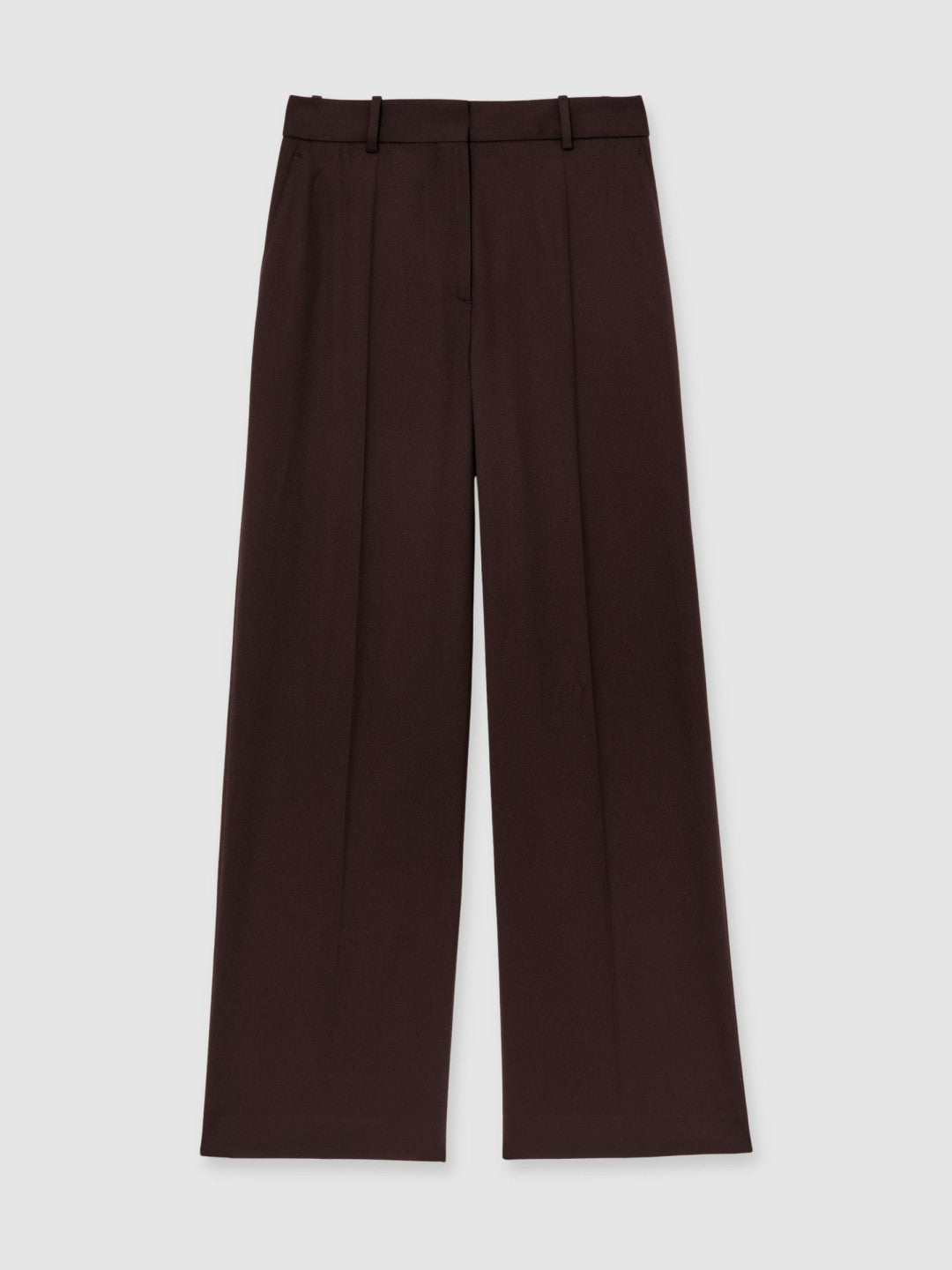 Wool-Blend Wide-Leg Suit Trousers in Aubergine | Reiss Women Trending
