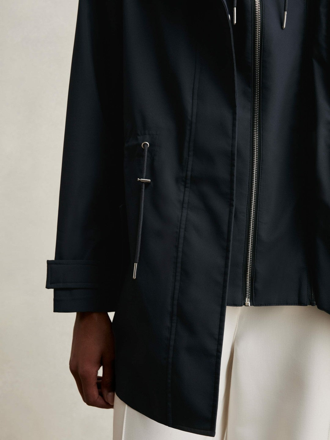 Removable-Hood Rain Coat in Navy | Reiss Women Signature