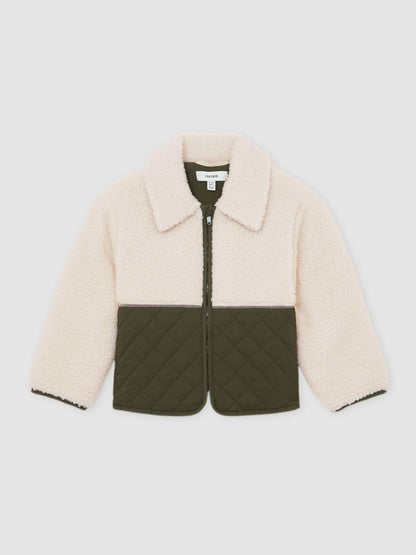 9-13 yrs Quilted Borg Jacket in Ecru | Reiss Children & Baby Exclusive