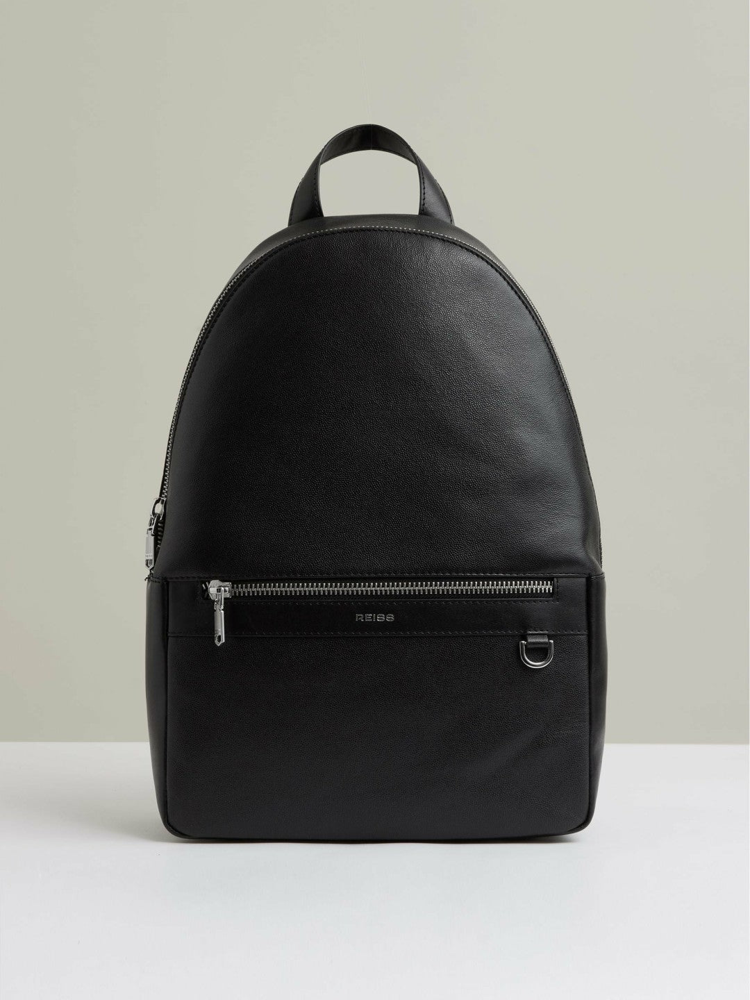Micro-Grain Leather Backpack in Black | Reiss Men Signature