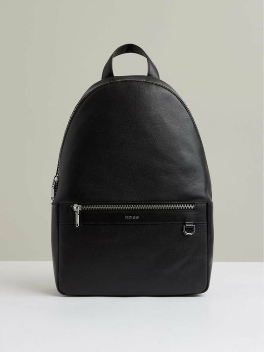 Micro-Grain Leather Backpack in Black | Reiss Men Signature
