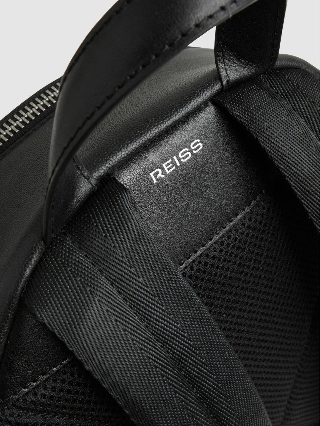 Micro-Grain Leather Backpack in Black | Reiss Men Signature