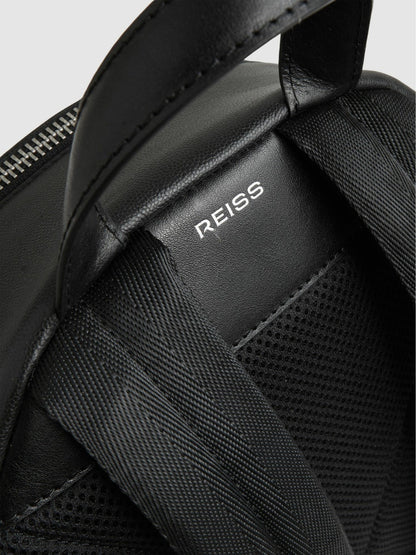 Micro-Grain Leather Backpack in Black | Reiss Men Signature