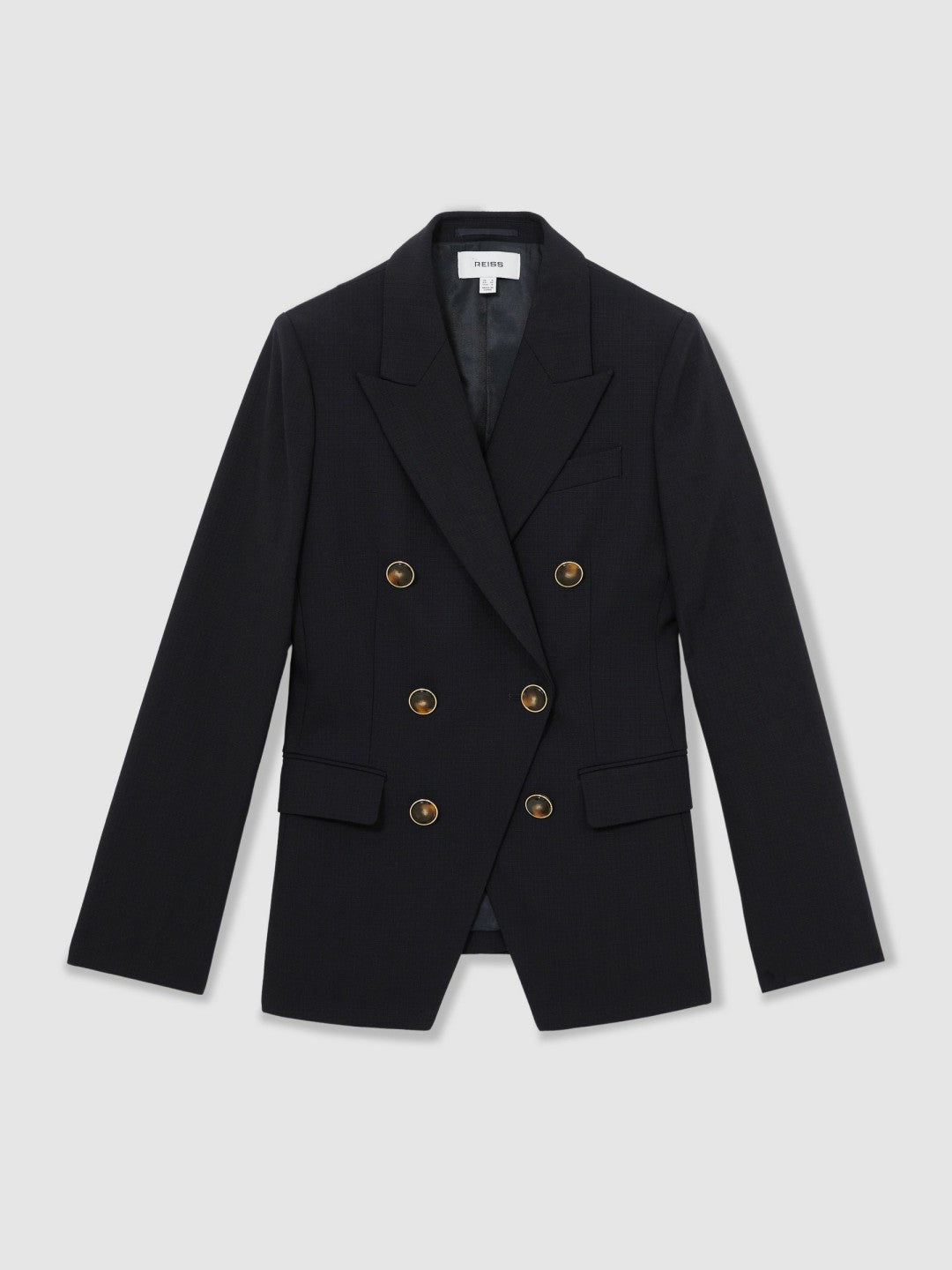 Wool-Blend Double-Breasted Blazer in Navy | Reiss Women Best Seller
