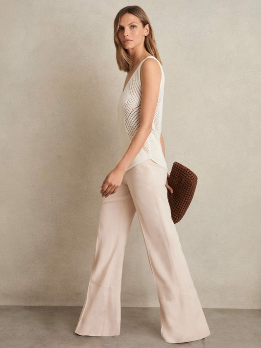 Wide-Leg Suit Trousers in Pink | Reiss Women Exclusive
