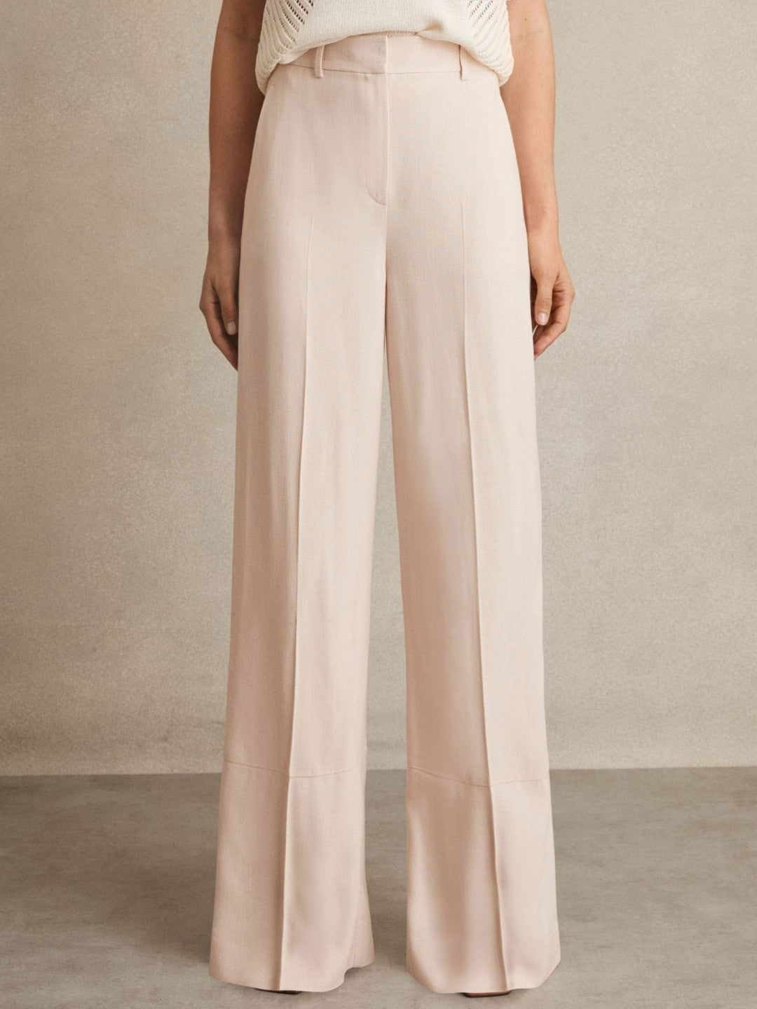 Wide-Leg Suit Trousers in Pink | Reiss Women Exclusive