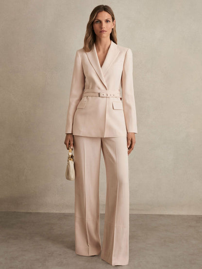 Wide-Leg Suit Trousers in Pink | Reiss Women Exclusive
