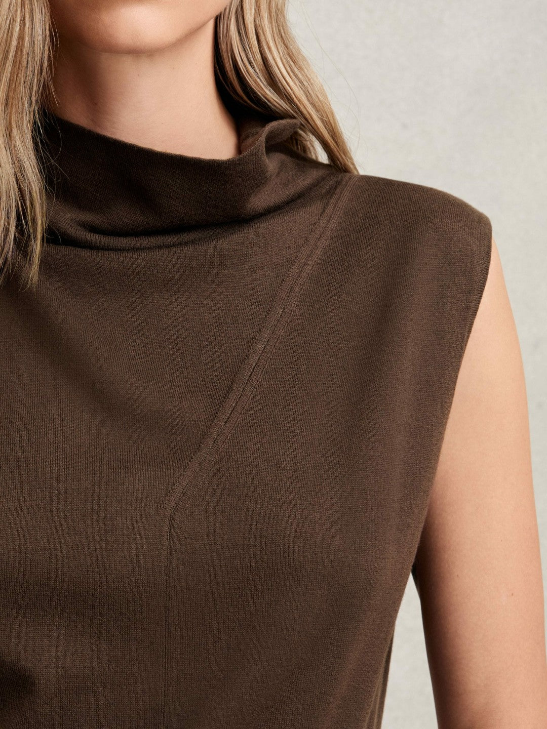 Wool Slouched Sleeveless Top in Chocolate | Reiss Women Featured