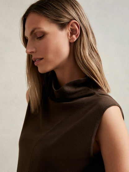 Wool Slouched Sleeveless Top in Chocolate | Reiss Women Featured