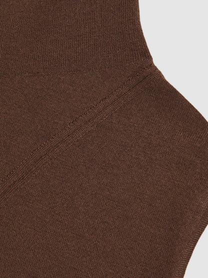 Wool Slouched Sleeveless Top in Chocolate | Reiss Women Featured