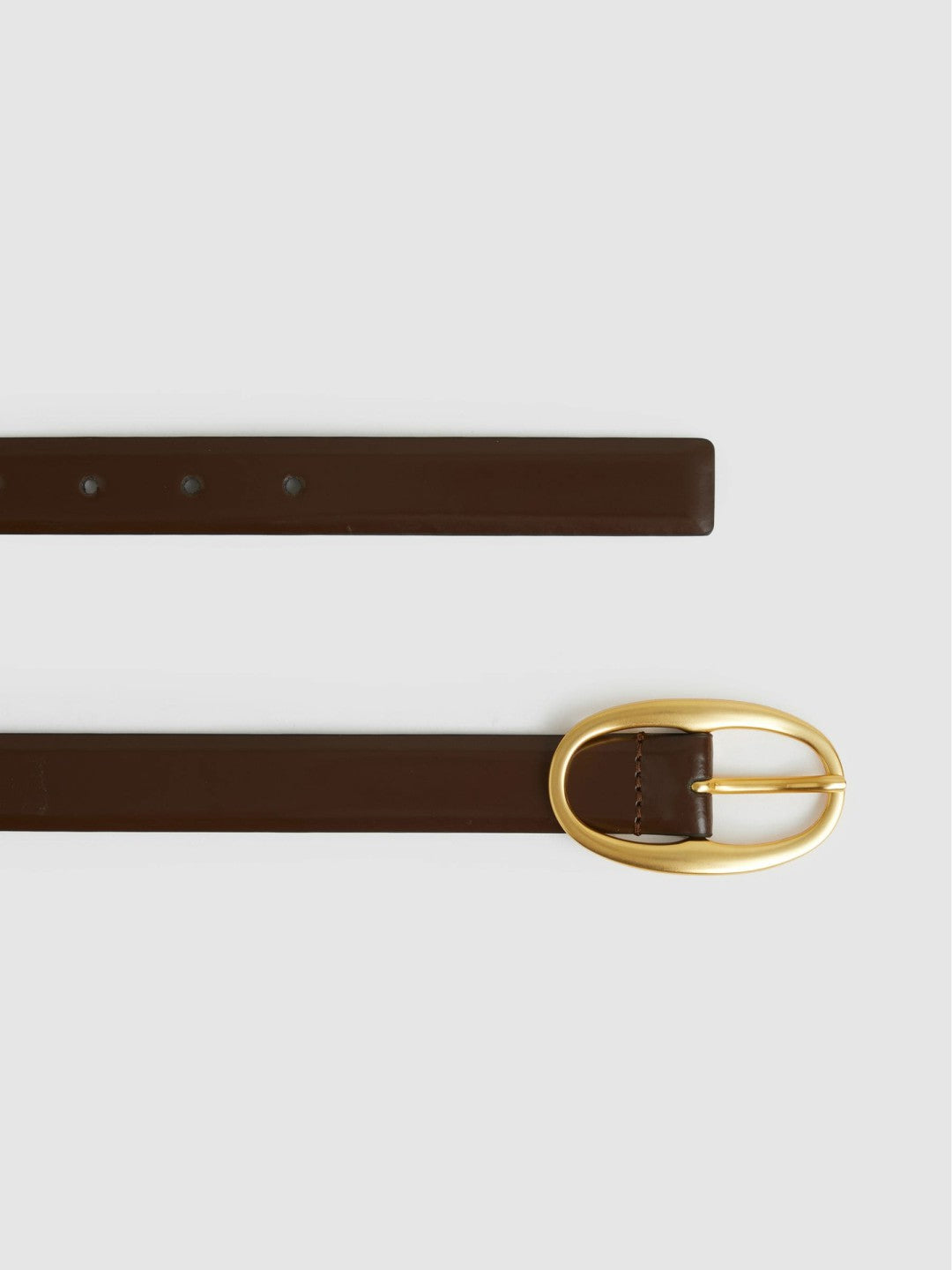 Patent Leather Oval Buckle Belt in Chocolate | Reiss Women Signature