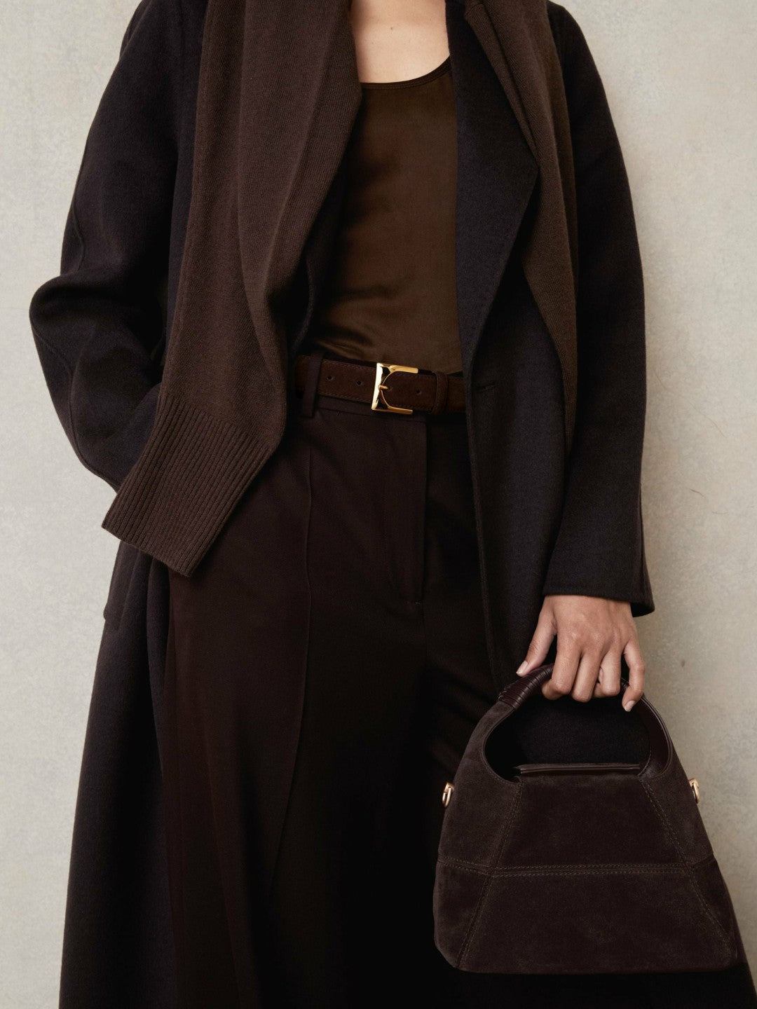 Patent Leather Oval Buckle Belt in Chocolate | Reiss Women Signature