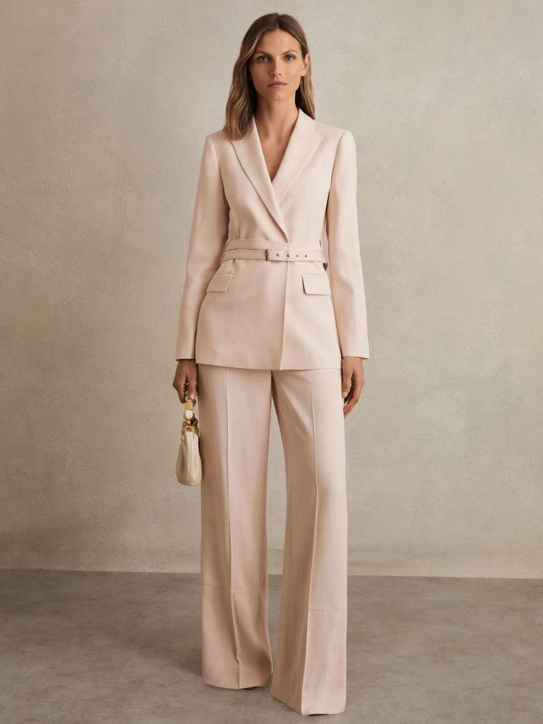 Petite Wide-Leg Suit Trousers in Pink | Reiss Women Exclusive