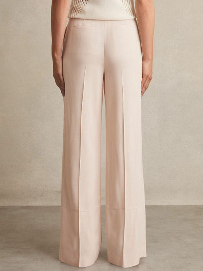 Petite Wide-Leg Suit Trousers in Pink | Reiss Women Exclusive