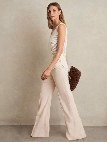 Petite Wide-Leg Suit Trousers in Pink | Reiss Women Exclusive