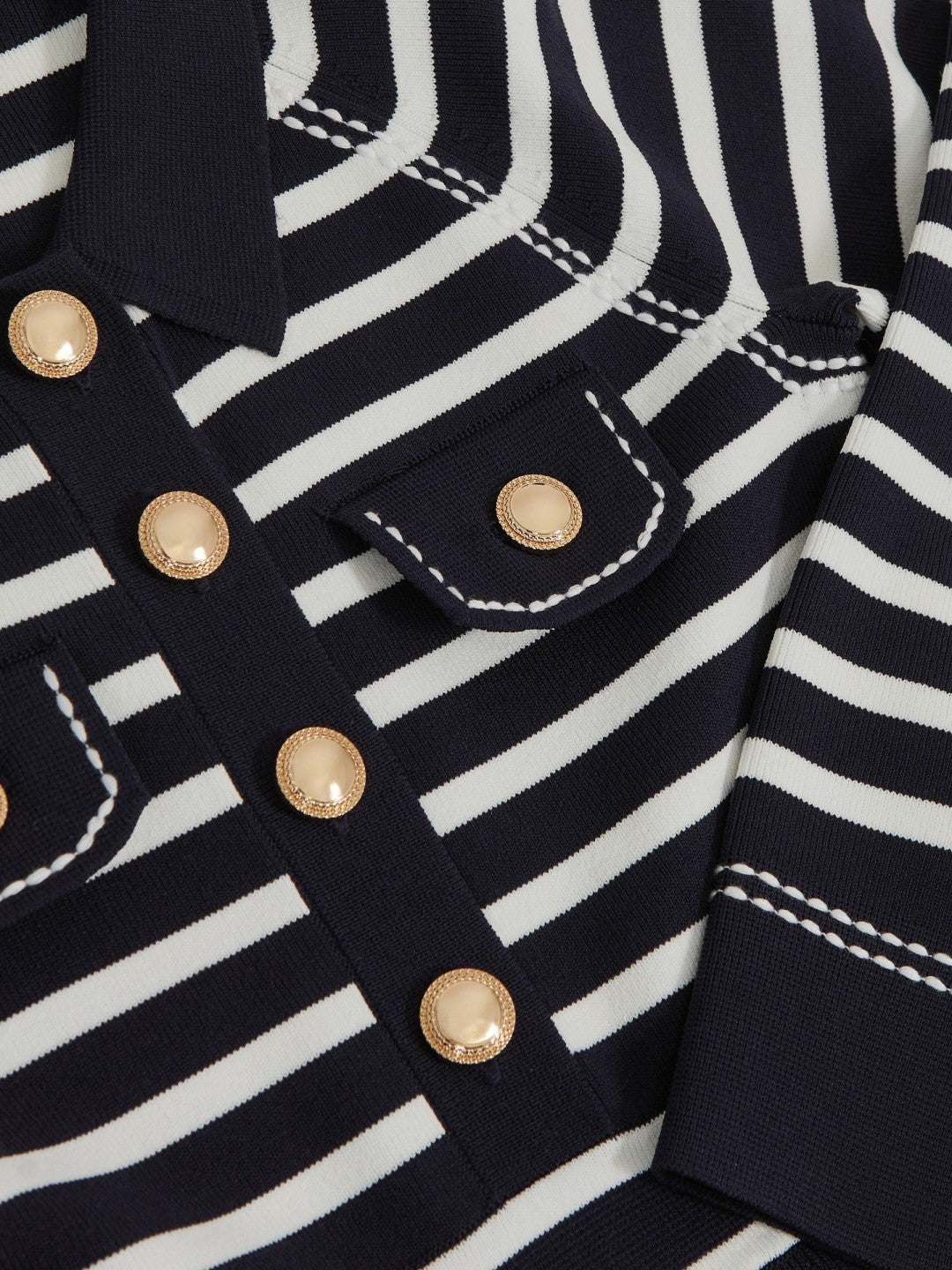 9-13 yrs Button-Detail Stripe Knitted Dress in Navy/White | Reiss Children & Baby Best Seller