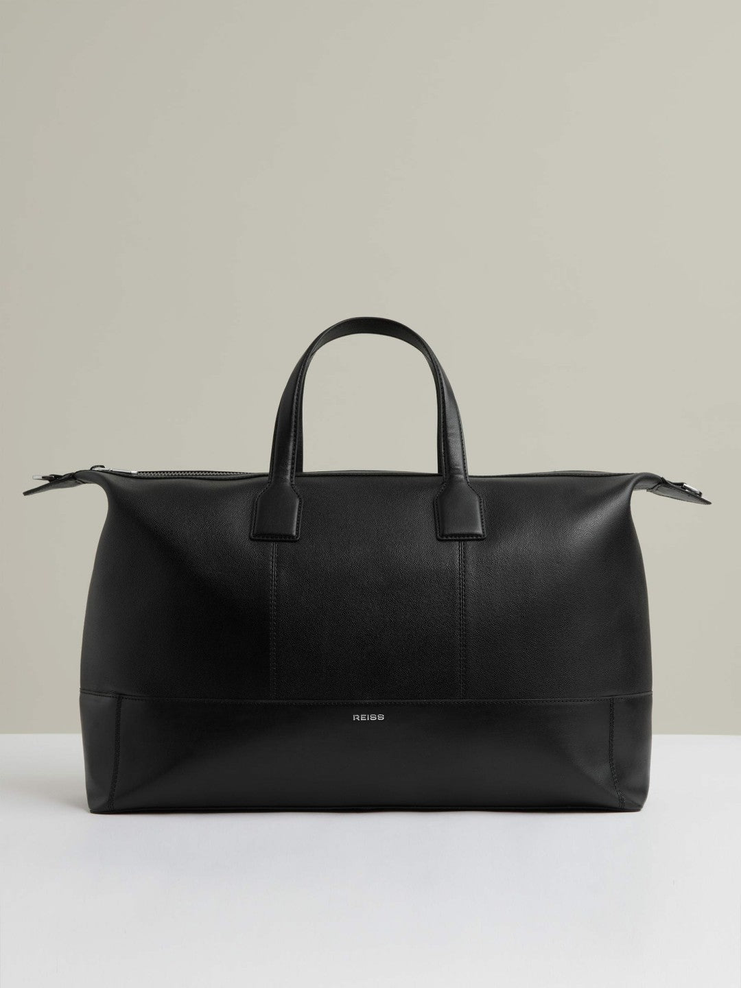 Micro-Grain Leather Holdall in Black | Reiss Men Recommended