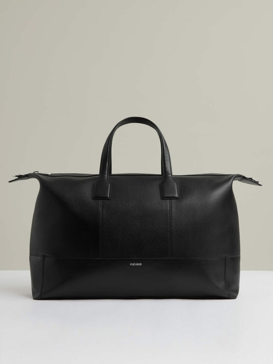 Micro-Grain Leather Holdall in Black | Reiss Men Recommended